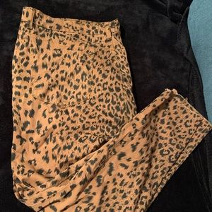 Ripped cheetah skinny jeans
